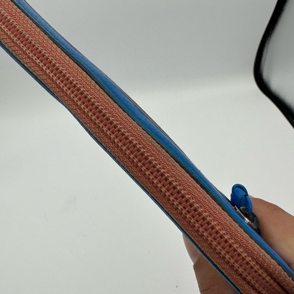 Chanel Caviar RARE Electric Blue & Coral Long Zip Around Wallet with Box - Picture 5 of 9